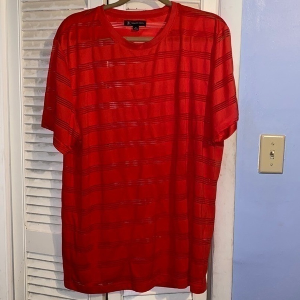 Mens sheer stripe T-shirt style nylon shirt